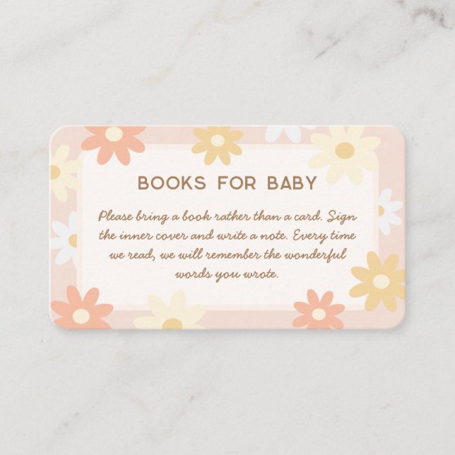 Carte D'accompagnement Livres De Baby shower Simple Retro Boho Daisy Pour (Devant)