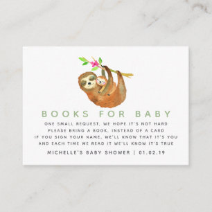 Carte D'accompagnement Livres de Baby Shower sur le thème du paresseux aq