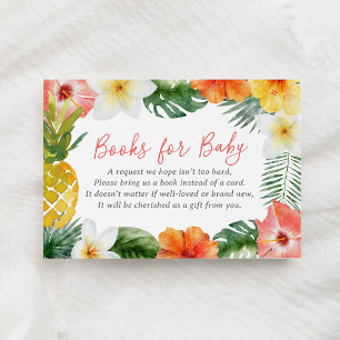 Carte D'accompagnement Livres de Baby shower Tropical Floral Luau pour bé