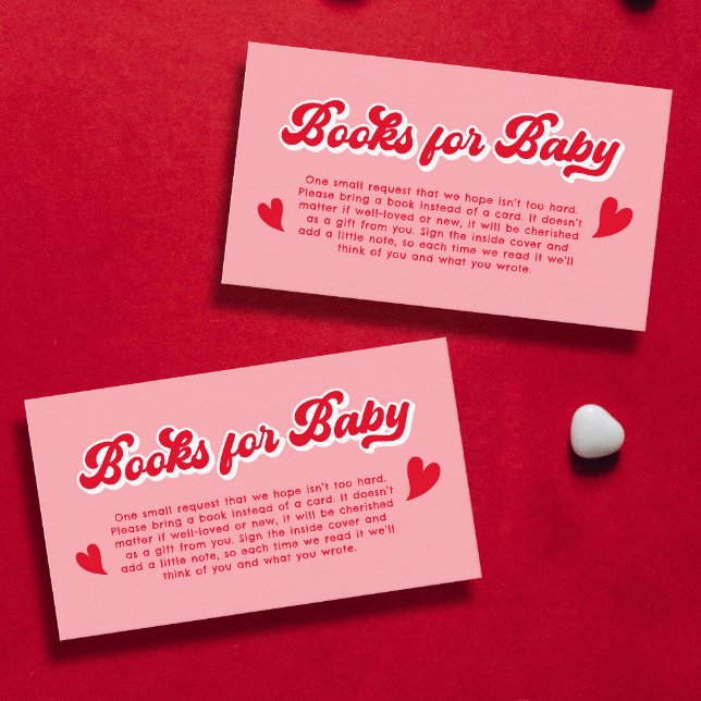 Carte D'accompagnement Livres de Baby shower Valentines rouges et roses p (Créateur téléchargé)