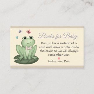 Carte D'accompagnement Livres de bébé de douche de bébé grenouille beige