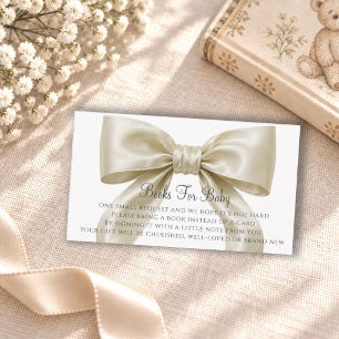 Carte D'accompagnement Livres de bébé pour baby shower avec ruban de sati