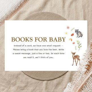 Carte D'accompagnement Livres de bébé pour Baby Shower Bohème de la Forêt