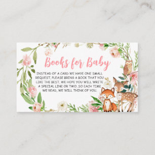 Carte D'accompagnement Livres de bébé pour Baby Shower Bois Floral Rose