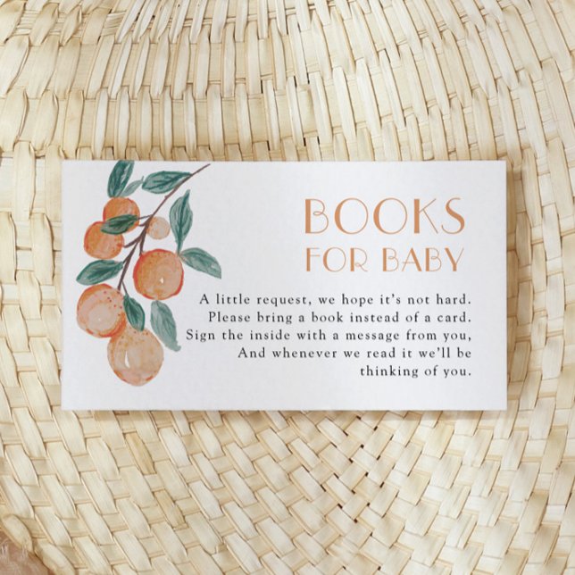 Carte D'accompagnement Livres de bébé pour Baby Shower Citrus Oranges Ver (Créateur téléchargé)