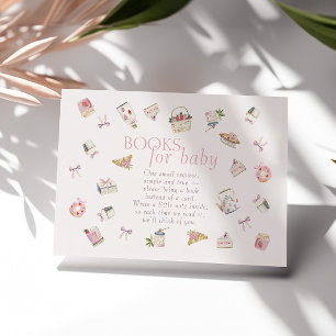 Carte D'accompagnement Livres de bébé pour Baby Shower sur le dessert aux