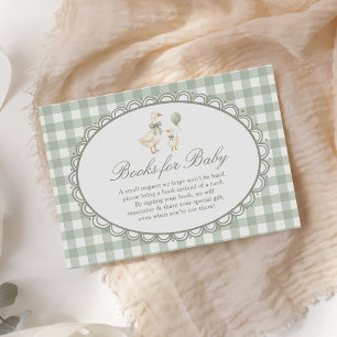 Carte D'accompagnement Livres de bébé pour la Baby Shower Gingham Silly G