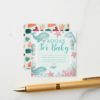 Carte D'accompagnement Livres de bébé sous la mer aquarelle océan mignons