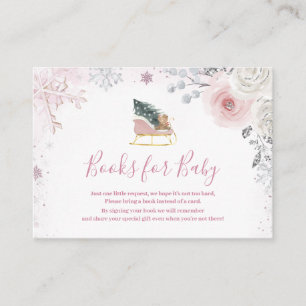 Carte D'accompagnement Livres de bord pour bébé flocon de neige rose past