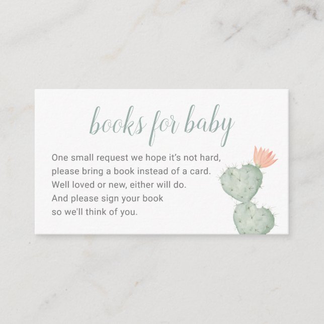 Carte D'accompagnement Livres De Cactus Pour Baby Card, Boîtier Pour Bébé (Devant)