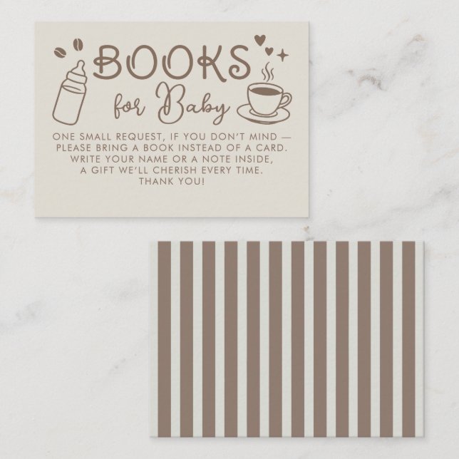Carte D'accompagnement Livres de café Espresso pour demande de bébé (Devant / Derrière)