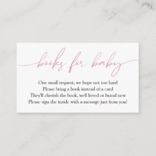 Carte D'accompagnement Livres de calligraphie rose pour la demande bébé