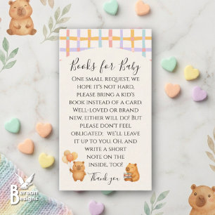 Carte D'accompagnement Livres de capybaras à l'aquarelle mignons pour béb