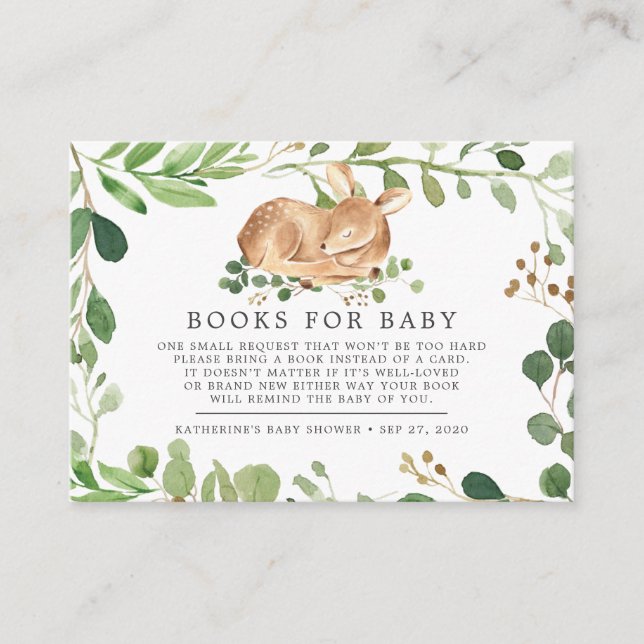 Carte D'accompagnement Livres De Cerfs Pour Baby Baby shower Card (Devant)