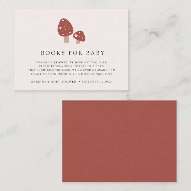 Carte D'accompagnement Livres De Champignons D'Automne Pour Bébé (Devant / Derrière)