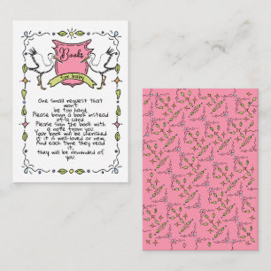 Carte D'accompagnement Livres de cigognes dessinés à la main pour bébé