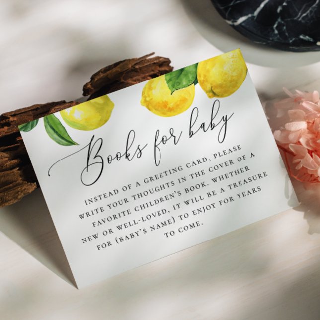 Carte D'accompagnement Livres de citron pour bébé. Baby shower botanique  (Créateur téléchargé)