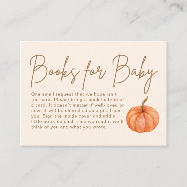 Carte D'accompagnement Livres de citrouille pour bébé Fête de bébé d'auto (Devant)