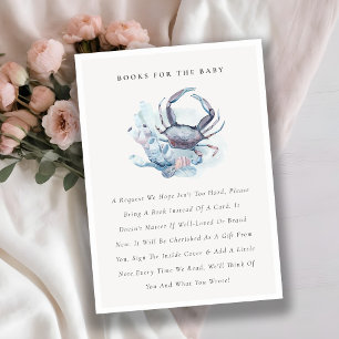 Carte D'accompagnement Livres de crabe sous-marin pastel pour Baby Shower
