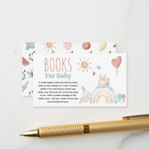 Carte D'accompagnement Livres de douche de bébé lapin aquarelle mignons p