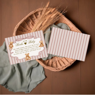 Carte D'accompagnement Livres de douche de bébé ours pour bébé rose vinta
