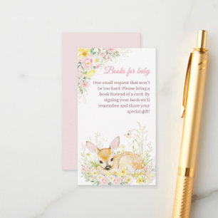 Carte D'accompagnement Livres de douche pour bébé cerf floral rose mignon