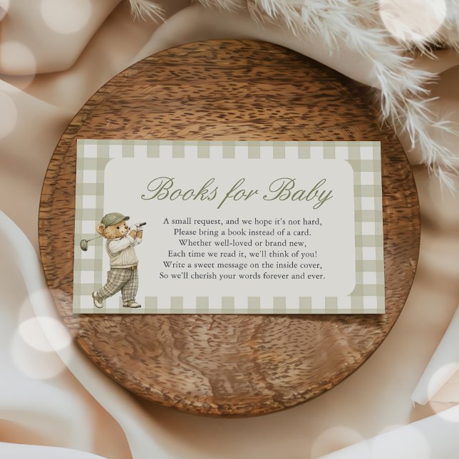 Carte D'accompagnement Livres de douche pour bébé Gingham Golf (Créateur téléchargé)
