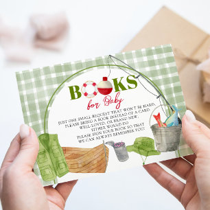Carte D'accompagnement Livres de douche pour bébé Green Gingham Fishing B