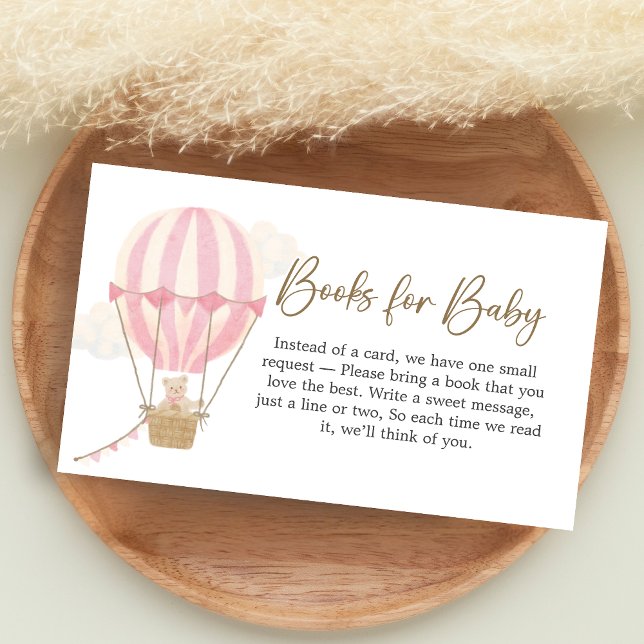 Carte D'accompagnement Livres de douche pour bébé ours boho rose (Oh Baby Bear Baby Shower Books for Baby)