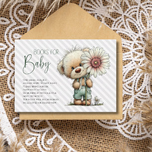 Carte D'accompagnement Livres de douche pour bébé ourson gris mignon Dais