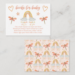 Carte D'accompagnement Livres de dragonfly aquarelle arc-en-ciel boho pou