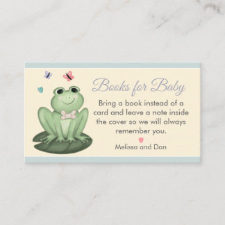 Carte D'accompagnement Livres de Fête de Bébé Grenouille Bleue Fantaisist