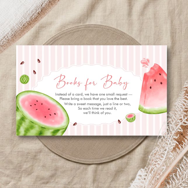 Carte D'accompagnement Livres de Fête de Naissance Bébé Pastèque (Sweet Little Girl Watermelon Baby Shower Books for Baby)