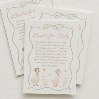Carte D'accompagnement Livres de Fête de Naissance de Bébé Oie Silly Rose