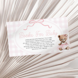 Carte D'accompagnement Livres de Fête de Naissance Ourson Rose pour Bébé
