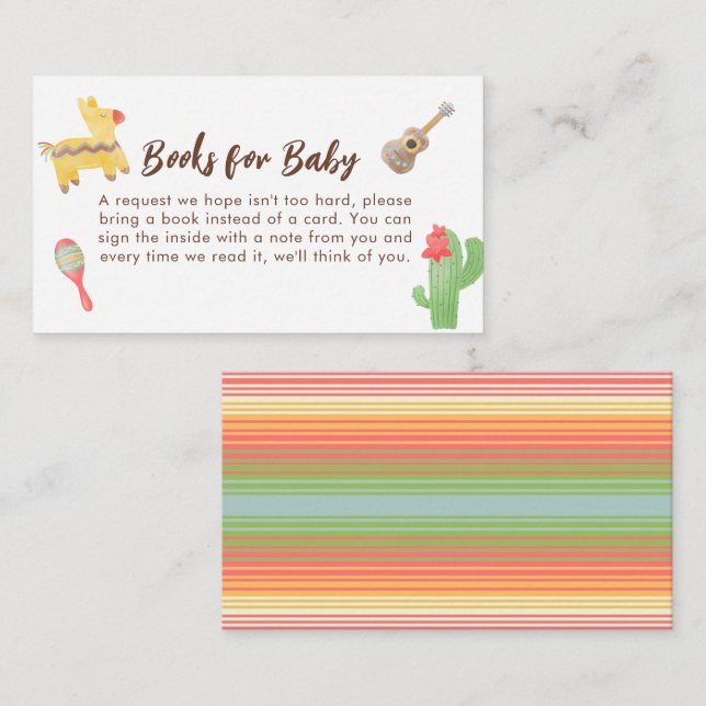 Carte D'accompagnement Livres de Fiesta mexicaine pour le Baby shower (Devant / Derrière)