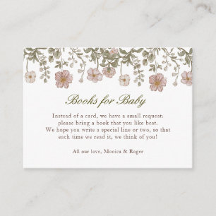 Carte D'accompagnement Livres de Filles Floraux Vintage Pour Baby Shower