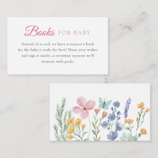 Carte D'accompagnement Livres de fleurs sauvages pastel aquarelle pour bé