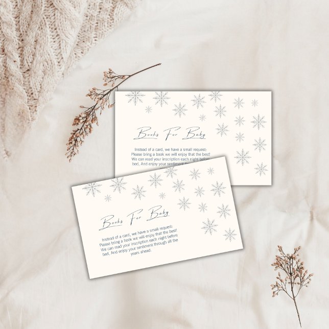 Carte D'accompagnement Livres De Flocon De Neige D'Hiver Moderne Pour Bab (Modern Winter Snowflake Books For Baby Shower Enclosure Card)