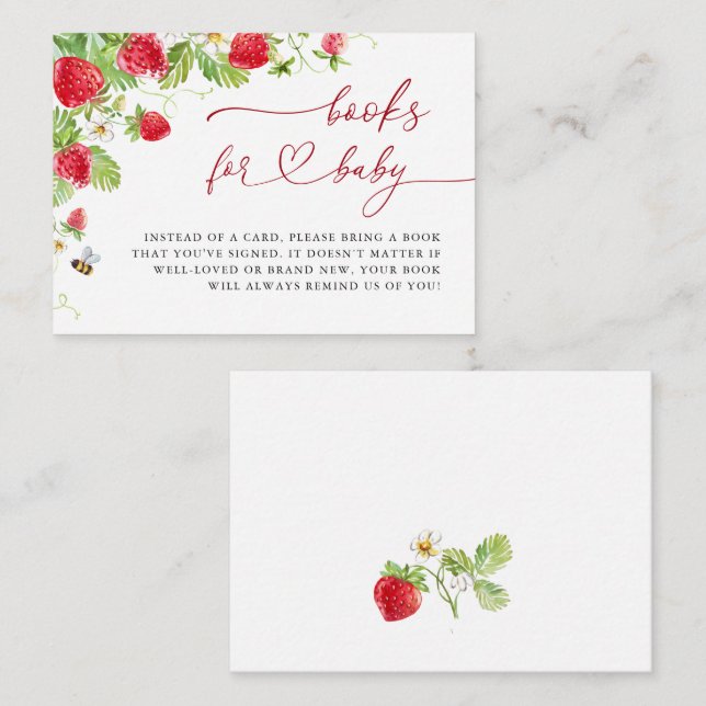 Carte D'accompagnement Livres de fraises Meadow pour Baby shower (Devant / Derrière)