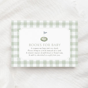 Carte D'accompagnement Livres de golf à carreaux vert sauge pour bébé