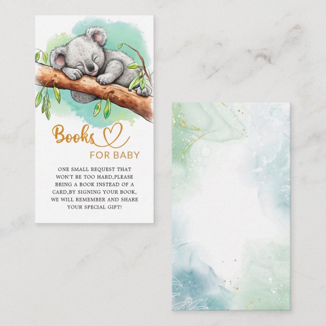 Carte D'accompagnement Livres de koala pour bébé mignons pour bébé (Devant / Derrière)