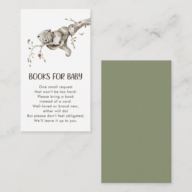 Carte D'accompagnement Livres de la forêt pour bébé (Devant / Derrière)