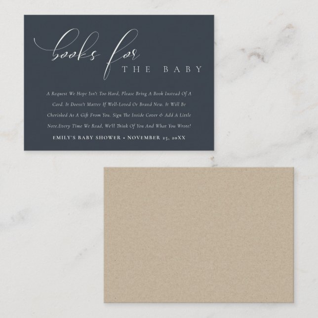 Carte D'accompagnement Livres de la marine en noir pour bébé (Devant / Derrière)