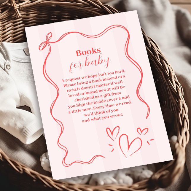 Carte D'accompagnement Livres de livres de coquette à rayures roses pour  (Créateur téléchargé)