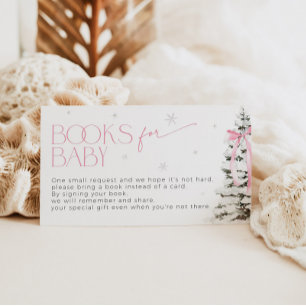 Carte D'accompagnement Livres de Noël Pink Bow pour demande de Baby showe