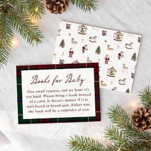 Carte D'accompagnement Livres de Noël vintage à carreaux pour bébé