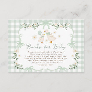 Carte D'accompagnement Livres de Sage Green Bow Silly Goose pour bébé