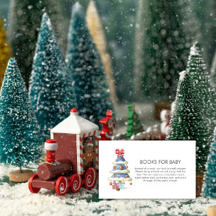 Carte D'accompagnement Livres de sapin de Noël pour Baby Shower d'hiver
