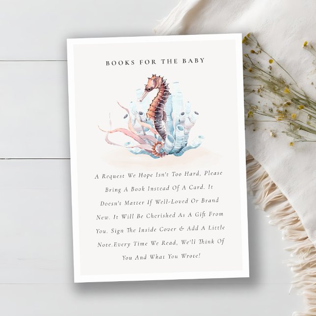 Carte D'accompagnement Livres de Seahorse sous-marin pour Baby Shower (Créateur téléchargé)